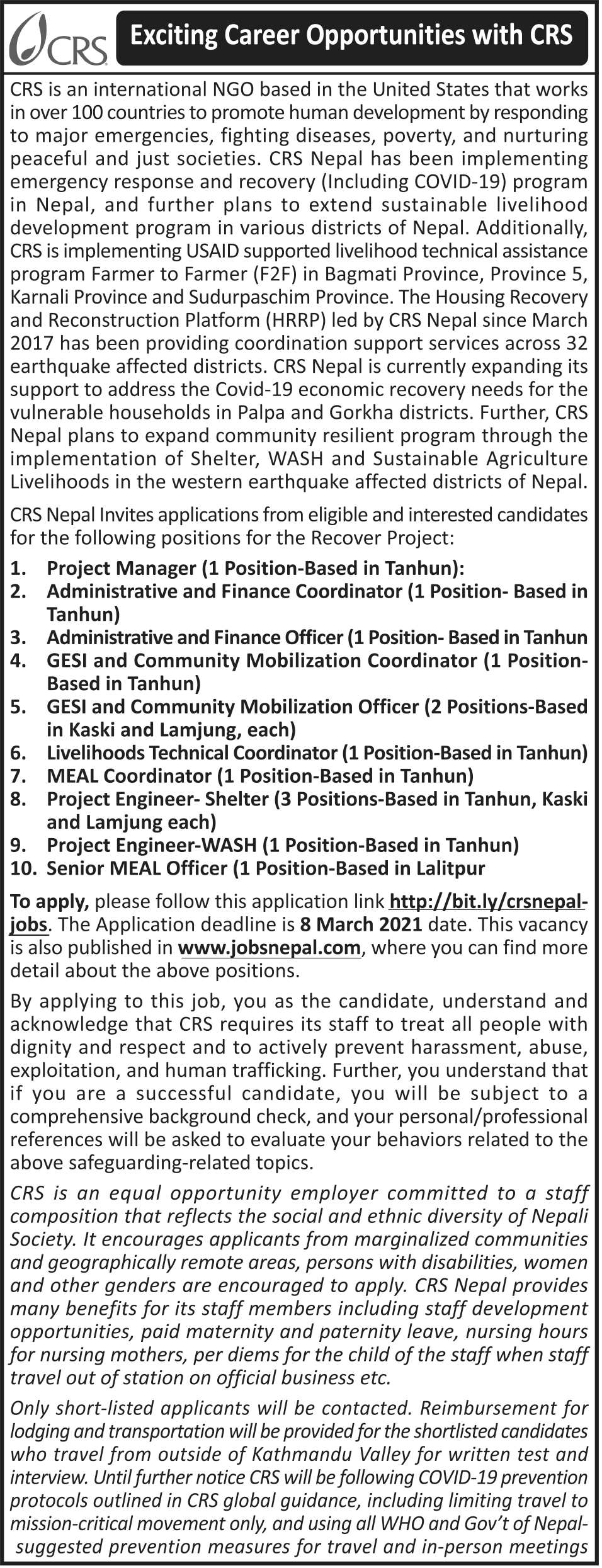 Career Opportunity at CRS
