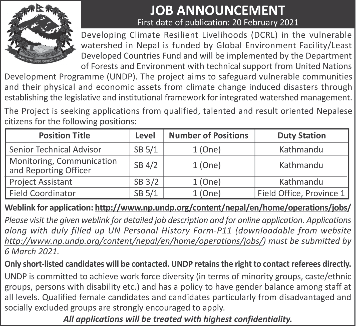job for UNDP Project